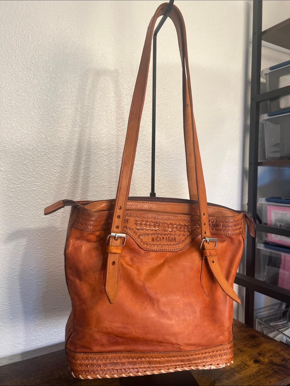Handcrafted Made In Nicaragua Leather Shoulder Tote